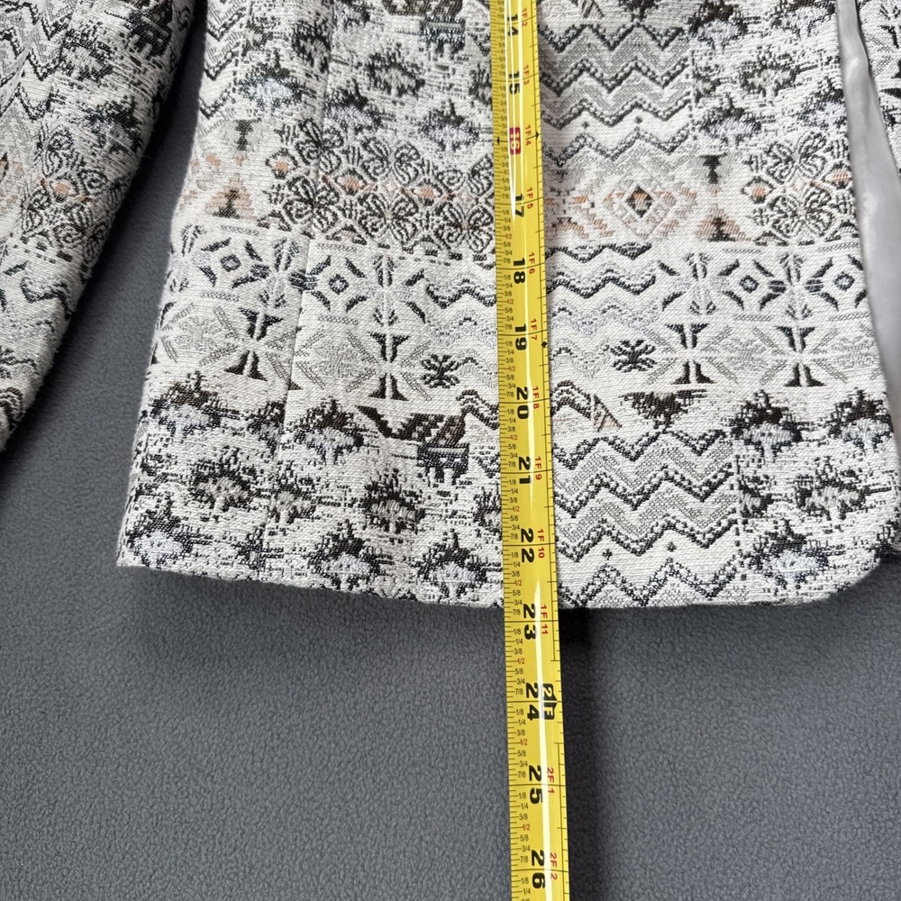 Tahari Arthur Levine Jacket Womens 12 Cream Multicolor‎ Textured Lined Cropped - Picture 9 of 16